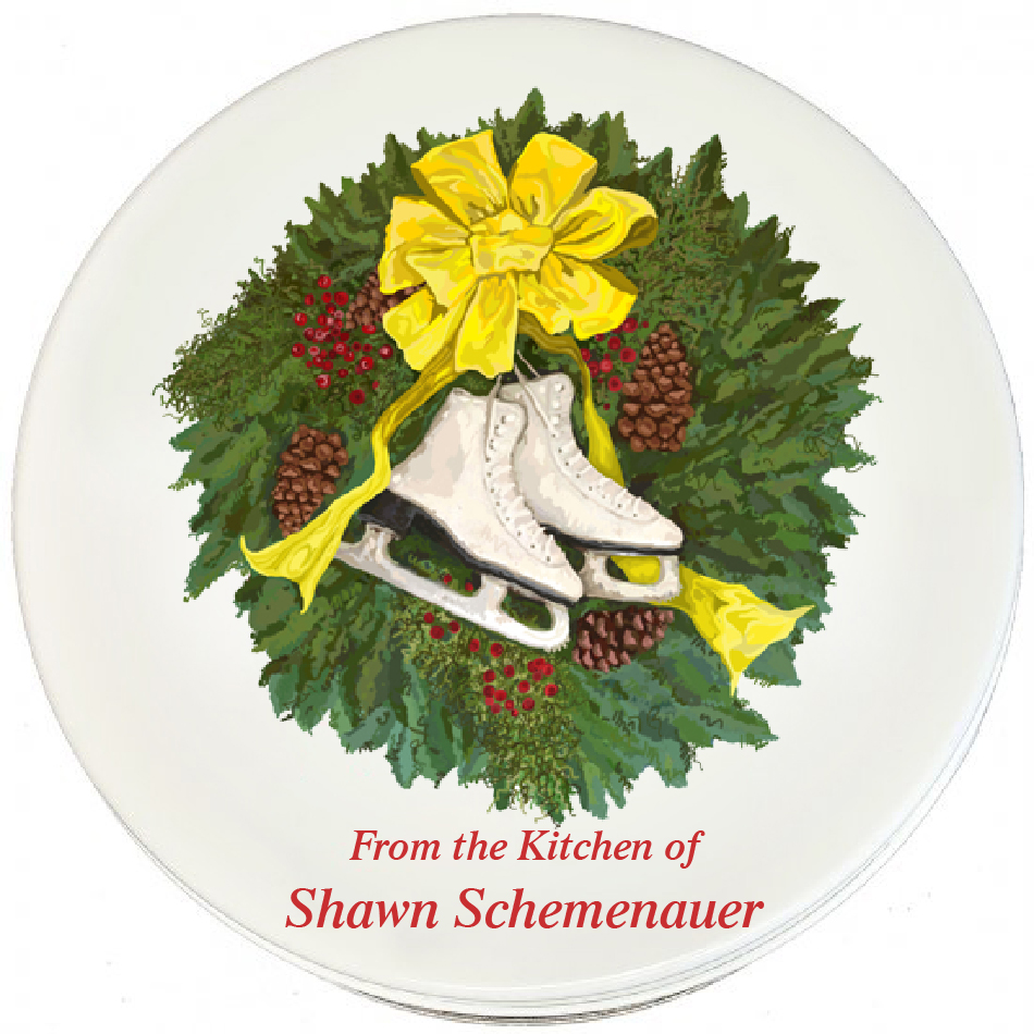 Cookie Tin, Wreath Skates Design - Click Image to Close